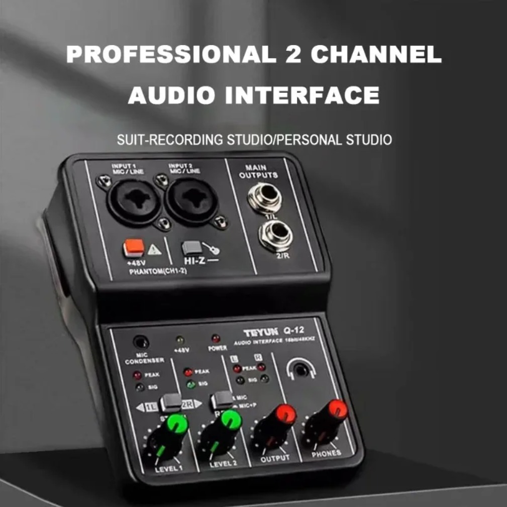 Home Cinema Audio System - 2-Kanal Professionelle Audio-Schnittstelle Soundkartenkonsole Tragbarer Mini-USB-MISCHER