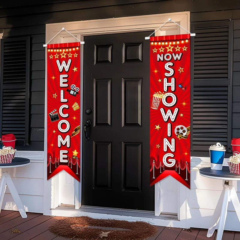 Home Cinema Today - 1 Paar, 2D flaches, rotes Neon-Willkommensbanner,