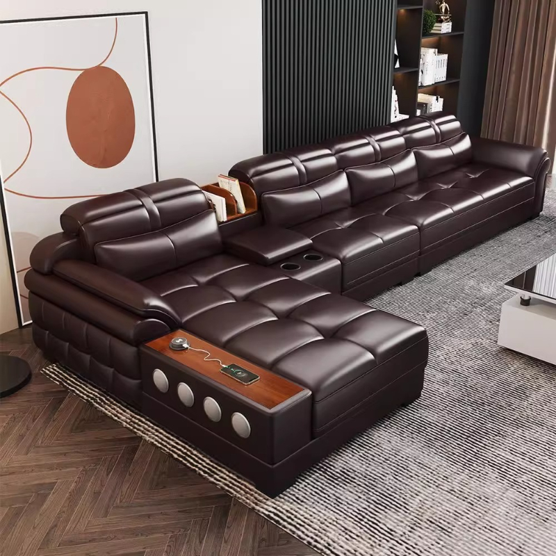 Home Cinema For Small Room - Kleine Wohnungssofas aus echtem Leder, Luxus-Apartment,