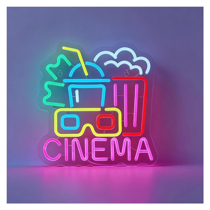 Home Cinema Today - CINEMA-Neonschild, USB-betriebene Dekoration für Heimkino und