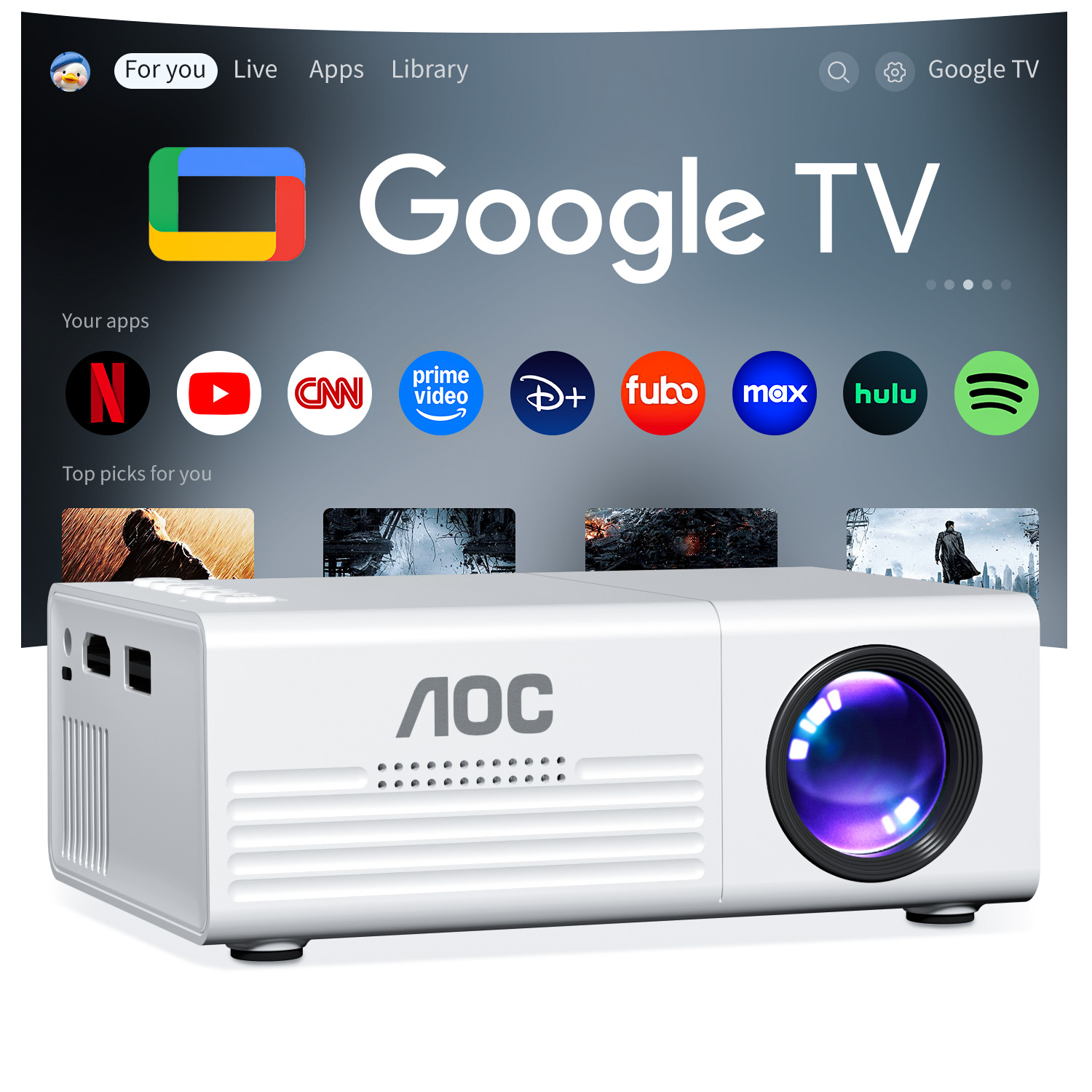 Home Cinema Compact - AOC Mini-Projektor TFT LCD WLAN Bluetooth