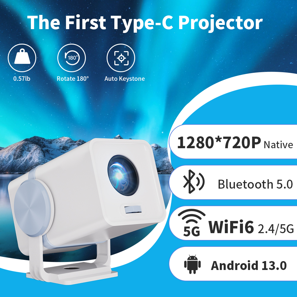 Home Cinema Compact - DESS-Projektor, Android 13, Dualband, WLAN, 6