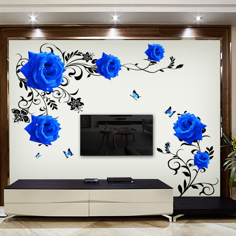 Große blaue Rose Blumen Wandau – Home Cinema Wall Bewertung und Preis