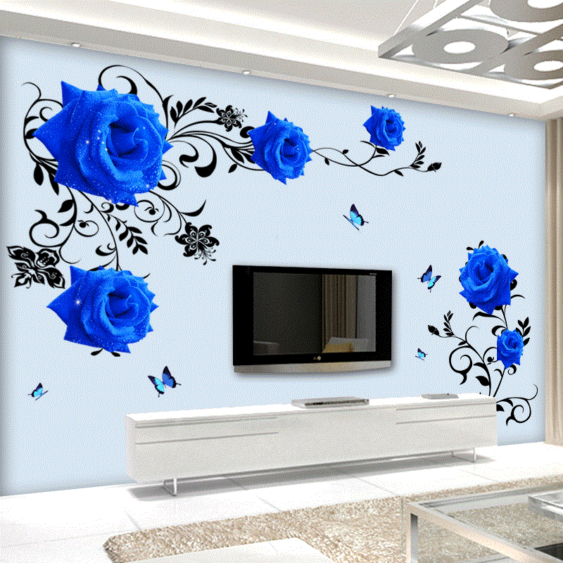 Große blaue Rose Blumen Wandau – Home Cinema Wall Bewertung und Preis