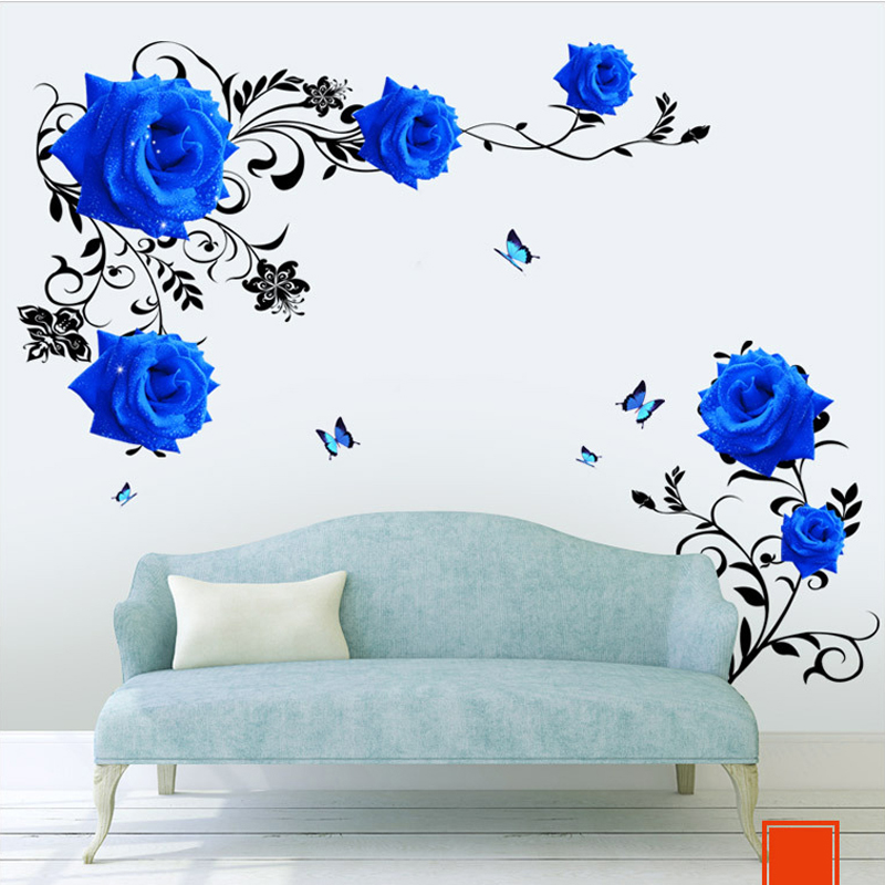 Große blaue Rose Blumen Wandau – Home Cinema Wall Bewertung und Preis